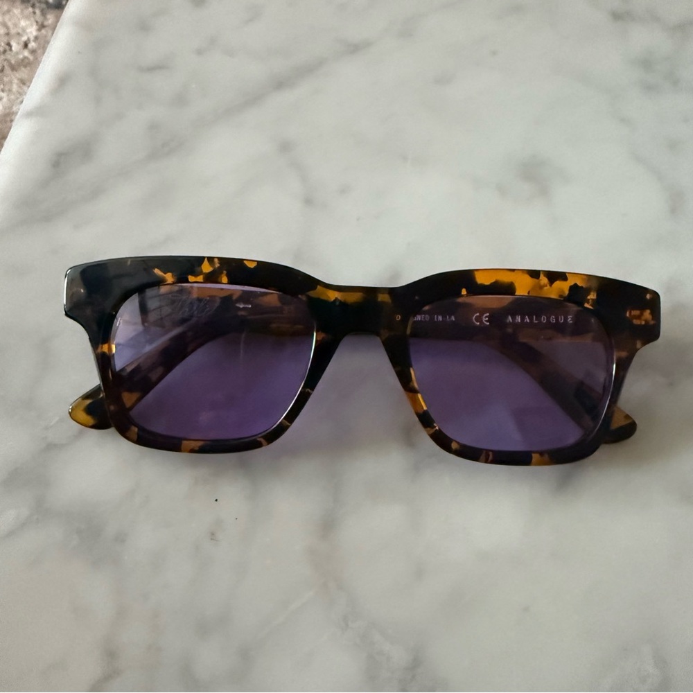 Tortoise Shell Sunglasses with Purple Lenses